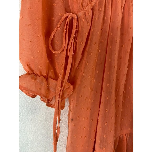 ASOS design women's 16 coral orange fit and flare knee length lined sundress - Picture 6 of 7